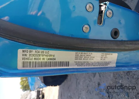 2023 Dodge Challenger R/T из США, поврежденный, VIN 2C3CDZBT6PH610914